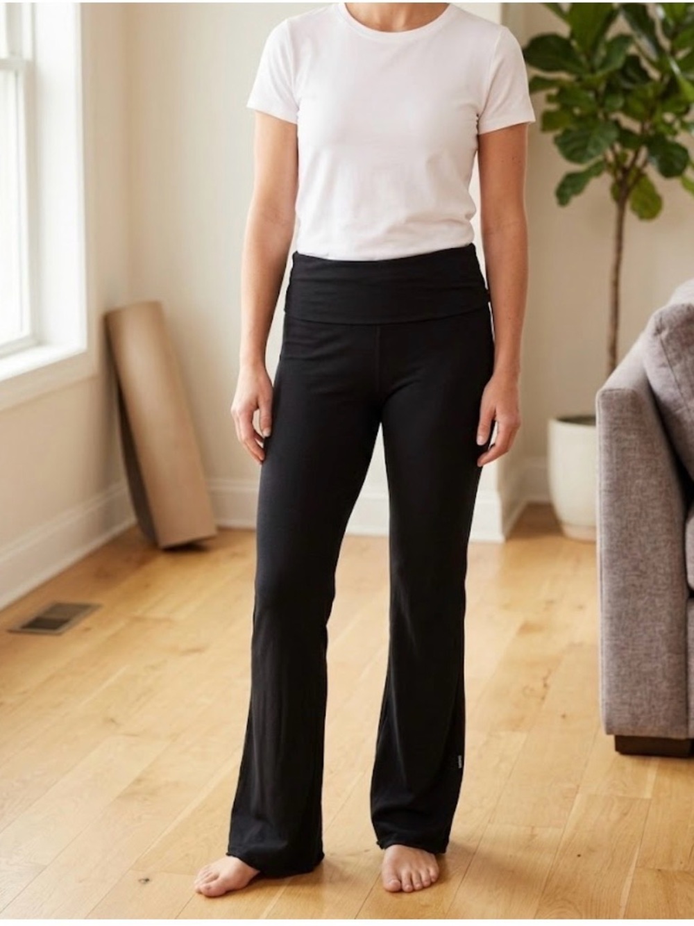 Athleta Black High-Waist Wide-Leg Pants